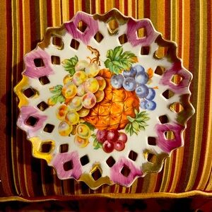 Vintage Decorative Wall Plate with Fruit Design